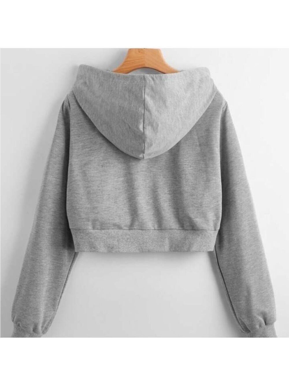 SHEIN EZWEAR Women’s Light Gray Cropped Zip-Up Hoodie – Size Small ✨🩶🧥 - Picture 5 of 11
